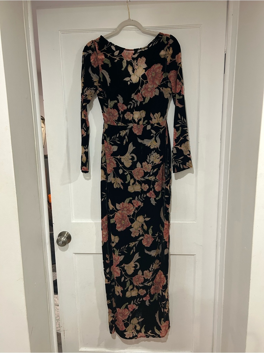 Lulu's Black Maxi Dress with Rose Floral Print